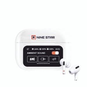 NINE STAR True Wireless Earbuds with LCD Screen, Active Noise Cancellation, 13mm Drivers, 50H Playtime, Touch Display, Black, BT 5.3, Type-C Charging, Gaming Compatible